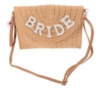 Paquet Bandoulière de Mariée Tissé en Paille, Grand Format | Rangement Pratique des Petits Objets Légère et Robuste Pochette, Khaki, pour Plage et Rendez-vous