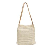 Paquet Bandoulière Paille Seau Décontracté Plage Femme Chic Beige | Tressage Paille Polyester, Format Portable pour Téléphone, Cartes et Pièce D’identité, Sortie