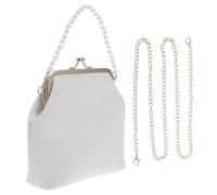Paquet Bandoulière Rétro Blanc pour Femme, Pochette de Soirée Polyvalente | Toile Polyester, Texture Coquille Brillante, Poignée Main et Chaîne, pour Maquillage, Sorties, Demoiselles