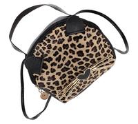 Paquet Bandoulière Rond en PU à Oreilles de Chat, Motif Léopard, Dames | Format Compact, Rangement des Essentiels Quotidiens, Porté Épaule ou Croisé, Style Créatif