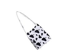 Paquet Bandoulière Vache Laitière Mignon en Tissu Oxford, Style Simple | Porté à L’épaule la Main, Rangement des Essentiels Quotidiens, Motif Cartoon, pour Sorties et Voyages