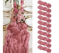 Paquet de 10 chemins de Table en étamine Rose poussiéreux, Chemin de Table en Gaze de 10 Pieds en Tissu d'étamine Semi-Transparent pour réception de Mariage, décor de Douche Nuptiale