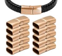 Paquet de 10 fermoirs à bijoux magnétiques en acier inoxydable 10mm x 5mm poli lisse pour bracelet et collier simples bricolage or Rose