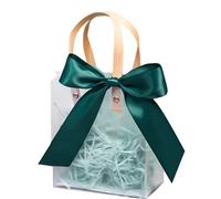Paquet de 10 sacs en ruban transparent givré, emballage for la saint-valentin, un anniversaire, des souvenirs et bonbons(Dark green,M)