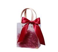 Paquet de 10 sacs en ruban transparent givré, emballage for la saint-valentin, un anniversaire, des souvenirs et bonbons(Dark red,L)