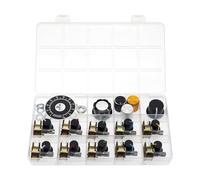 (Paquet de 10) WH148 Potentiomètre horizontal double groupe à 6 broches B50K 50K Ohm Résistances variables Axe moleté de 15mm Capuchons de bouton en alliage d'aluminium