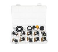 (Paquet de 10) WH148 Potentiomètre horizontal simple tour à 5 broches avec interrupteur B2K 2K Ohm Résistances variables Axe moleté de 15mm Capuchons de bouton en alliage d'aluminium