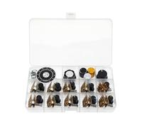 (Paquet de 10) WH148 Potentiomètre pas à pas horizontal double groupe 8 broches B500K 500K Ohm Résistances variables Axe moleté de 15mm Capuchons de bouton en alliage d'aluminium