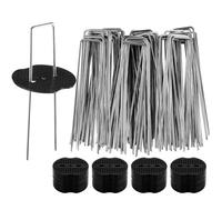 Paquet de 100 agrafes de Paysage en métal avec rondelles tampons Broches en U galvanisées de 3 mm d'épaisseur pour Tissu de Sol, Gazon Astro et Filet 100 pièces 100x40mmØ3mm