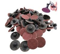 Paquet de 100 disques abrasifs grain 80, 1 tampon de ponçage Twist Lock pour perceuse, disques abrasifs en alumine pour le tournage du bois, le polissage des métaux et le conditionnement des surfaces