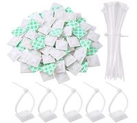 Paquet de 100 Zip Tie Adhésifs Supports Auto-Adhésifs Supports de Base de Serre-Câbles avec Attache-Câble Universel à Usages Multiples Noir (Longueur 150 mm, Largeur 2 cm, Blanc)
