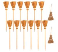 Paquet De 12 Bâtons À Balai Et 2 Pièces D'Épingles À Cheveux À Balai Simulées, Stylos De Forme Créative, Bâtons À Balai En Bois, Stylos Intéressants Pour Enfants