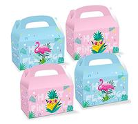 Paquet de 12 coffrets cadeaux Summer Pineapple Flamingo Goodie, coffrets cadeaux en papier pour fête à thème Hawaii, Boîtes de friandises à l'ananas, coffrets cadeaux de douche de bébé tropicale