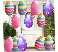 Paquet de 12 gonflables de Pâques, Grands œufs Pâques gonflables 16 Pouces, décorations en PVC avec Impression vive et Conception résistante aux fuites pour Cour, Jardin, fête, ornem
