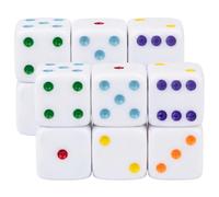 Paquet de 12 Grands dés géants de 25 mm avec Base Blanche et Points colorés pour Une Lecture Facile, des Jeux société, l'enseignement des mathématiques, Les Essentiels soirées Jeu