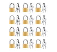 Paquet de 12 Mini cadenas petits cadenas en laiton massif serrures or avec 3 clés for serrure à bagages, sac à dos, serrure de casier de salle de sport, serrure de valise