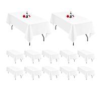 Paquet de 12 nappes Blanches 153x260 cm nappes rectangulaires Nappe Blanche pour Table de 6 Pieds Nappe en Tissu Polyester lavables rectangulaires pour Banquet de fête de Mariage