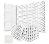 Paquet de 12 panneaux mousse acoustique 2 "X 12" insonorisants cale antibruit for le bureau à domicile Pour l'atténuation du son(White,12 x 12 x 1 INCH)