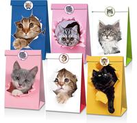 Paquet De 12 Sacs-Cadeaux Pour Chats Sacs En Papier Sur Le Thème Des Animaux De Compagnie Party Favors Goody Bags Pour Les Amoureux Des Chatons