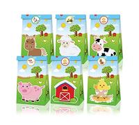 Paquet de 12 sacs de faveur de bonbons d'animaux de ferme, sacs de faveur de fête de ferme, sacs-cadeaux de fête à thème animal, sacs-cadeaux de fête d'anniversaire, sacs-cadeaux de mariage