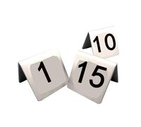 Paquet de 15 cartes numériques de table en acier inoxydable, 1-15, cartes numériques double face de style tente, adaptées aux réceptions, aux restaurants et aux fêtes(1-15)