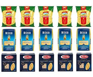 Paquet de 15 paquets de pâtes courtes italiennes pour gnocchetti Sardi Barilla Divella De Cecco (15 x 500 g)