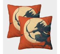 Paquet De 2 40x40cm Housse De Coussin Sorcière Volante avec Arc et flèche Motif Décorative Canapé Taie d'oreiller Carrée Adaptée pour Lit Voiture Maison