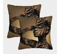 Paquet De 2 45x45cm Housse De Coussin Tournesol Abstrait Motif Décorative Femme Afro-américaine Canapé Taie d'oreiller Carrée Adaptée pour Lit Voiture Maison