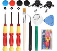 Paquet de 2 analogiques Joystick 3D de Rechange pour Manette Joy Con de Nintendo Switch et Switch OLED avec Tournevis et tri-Wing à épiler, kit d'outils de réparation, 4 ThumbStick