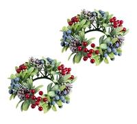 Paquet De 2 Anneaux Bougies Pommes Pin Baies Noël Pièce Maîtresse Bougie d'hiver pour Les Cheminées Table Vacances Décors Cheminée Guirlande Pommes Pin Baies À