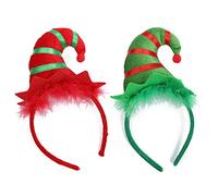 Paquet de 2 bandeaux de chapeau de lutin de Noël, Elf Hat Hair Hoop Bande de cheveux de Noël Enfants Chapeaux pour adultes pour la fête de Noël Déguisements Costume Décoration Photos Booth