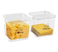 Paquet de 2 Boîte à Fromage Pour Frigo,Anti Odeur Boîte de Rangement de Avec Couvercle - Pour les Morceaux et les Tranches de Fromage Cuisine cave a fromage,Sans BPA, 10.5 x 10.5 x 9.5 cm - Blanc