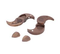 Paquet de 2 boîtes de rangement pour médiators en bois de noyer de style Tai Chi, étui à fermeture magnétique à couvercle rotatif, pour les amateurs de guitare et la collection de