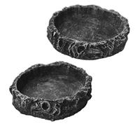 Paquet de 2 bols d'eau et de nourriture pour reptiles, plats d'alimentation ronds pour reptiles avec base résistante aux déversements pour les petits animaux comme les geckos léopards et les lézard