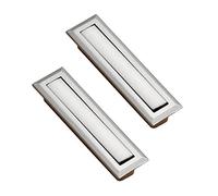Paquet de 2 Boutons Cachée pour Porte Coulissante Poignées à Porte Coulissantes à bascule Tréfilage de nickel Poignée Encastrées en Alliage de zinc Armoire Placard Tiroir (L)