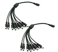 Paquet de 2 - Câble d'alimentation de diviseur d'alimentation CC 1 à 8 voies, fiche 5.5mm x 2.1mm pour caméras de vidéosurveillance