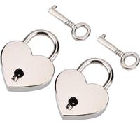 Paquet de 2 cadenas en forme de cœur, argent 40G mini cadenas, kits pour journal de bord des bagages