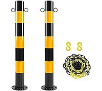 Paquet De 2 Cônes De Signalisation, Poteau De Borne en Métal avec Barrière De Chaîne en Plastique Et Crochets en S, Poteaux De Sécurité pour Usage Commercial Ou Privé,750×76mm,outstanding78