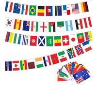 Paquet de 2 drapeaux à cordes de 42 pays, drapeaux du monde 5.51 × 8.27 pouces, guirlande bannière drapeau pour la fête, décoration à l'air libre