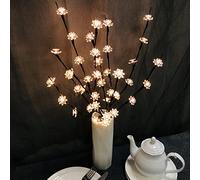 Paquet de 2 Lampe Branche Lotus Artificiel,Lumière d'arbre de Fleur Cerisier,LED Bonsaï Arbre à Fleurs Artificielles,Lotus Bouquet Twig Lumières pour Maison Noël Décoration (Blanc Chaud)