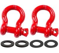 Paquet De 2 Manilles à Anneau en D 8t Résistance à La Rupture avec Goupille à Vis, Kit De Rondelles D’Isolation De Manille pour Treuil De Sangle De Remorquage Récupérati, Red
