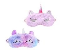 Paquet de 2 masque pour les yeux de sommeil, masque pour les yeux de dessin animé animal masque pour les yeux en peluche voyage masque respirant pour les femmes et les enfants