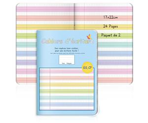 Paquet de 2 Mes Cahiers d'écriture GS CP Cahiers d'écriture Maternelle 3mm 24 Pages en Couleur 17x22cm Maternelle Pratique De l'écriture Pour Les Débutants (2)