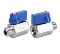 Paquet de 2 mini robinets à bille-vanne d'arrêt à filetage mâle à femelle 1/4 "NPT-acier inoxydable 304(0.5 Inch)