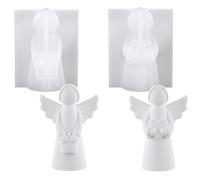 Paquet de 2 moules en silicone ange 3, 54x2, 56x1, 73 pouces blanc | Moules en silicone avec de jolis motifs ailés pour le moulage de bougies, l'artisanat et la décoration la maison.