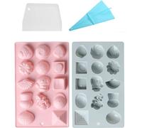 Paquet De 2 Moules En Silicone, Cœur D'ange, Bonhomme De Neige, Coquillage, Oursons En Gomme, Moules à Bonbons Pour Chocolat, Gelée, Glaçons, Bonbons, Pralines, Avec Poche à Douche Et Raclette