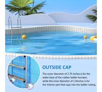 Paquet de 2 pare-chocs d'échelle de piscine extérieure pour piscine creusée, embouts en caoutchouc pour échelle de piscine adaptés aux tubes d'échelle de piscine Standard de 1.9 pouces