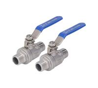 Paquet de 2 robinets à tournant sphérique 1/2 pouces, robinet à tournant sphérique d'arrêt d'eau, et gaz DN15 1000 WOG 304 en acier inoxydable, raccord de plomberie d'arrêt
