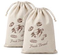 Paquet de 2 sacs à pain réutilisables en cire d'abeille de 12, 99x16, 93 pouces avec fermeture à pression, sacs pain en cire d'abeille pour le levain fait maison, sandwich, pâtisserie, blanc