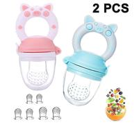 Paquet De 2 Sucettes ¿¿ Fruits Pour B¿¿B¿¿ - Mangeoire ¿¿ Aliments Frais, Jouet De Dentition Aux Fruits Pour Nourrissons De 4 ¿¿ 24 Mois, Pour Les Tout-Petits, Les Enfants Et Les B¿¿B¿¿S, Rose Et Bleu